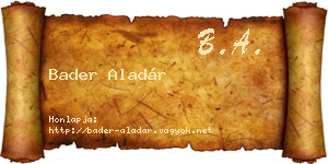 Bader Aladár névjegykártya